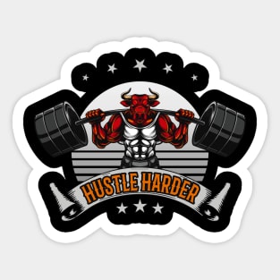 Bull With Dubbell Bodybuilder Workout Motivation Sticker